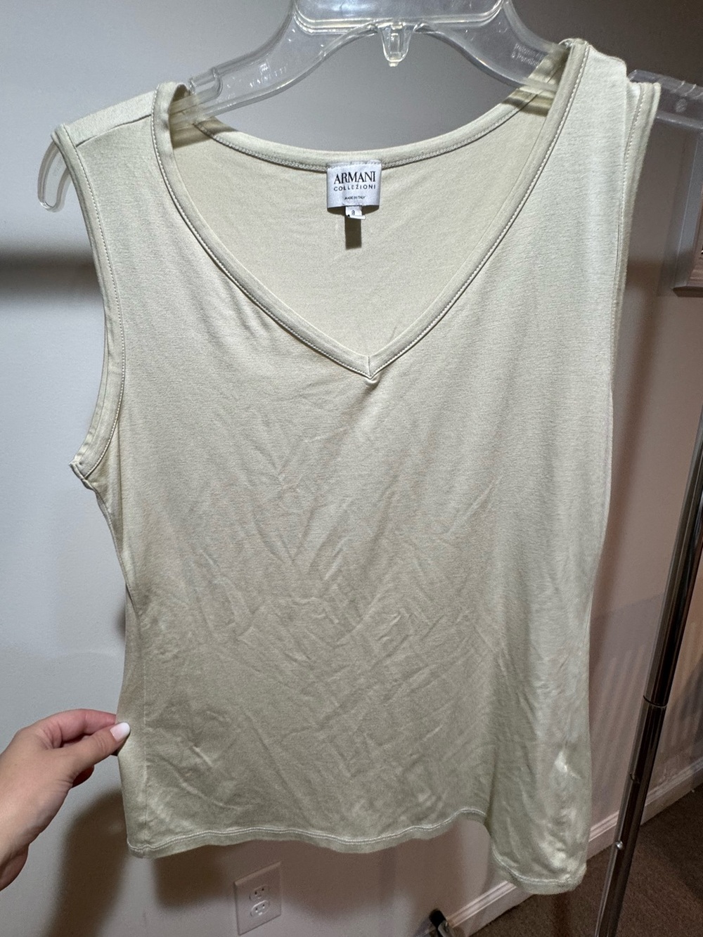 Armani Collezioni Light Cream V-Neck Sleeveless Tank